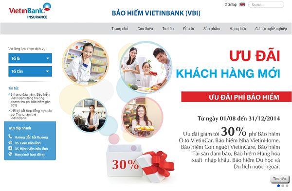 Tổng doanh thu phí bảo hiểm 6 tháng đầu năm 2014 của Bảo hiểm VietinBank tăng trưởng 89%