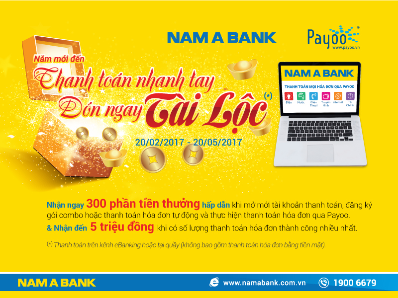 NamABank triển khai chương trình “Năm mới đến, Thanh toán nhanh tay - Đón ngay tài lộc”