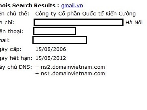 Thông tin về tên miền Gmail.vn