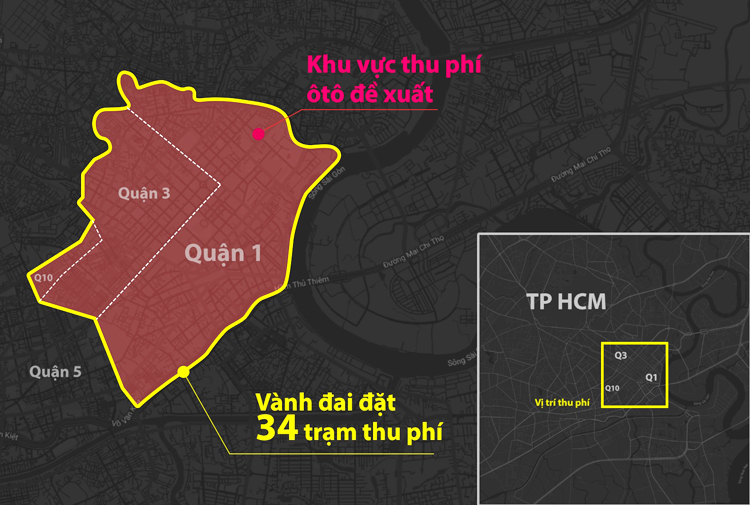 Đề xuất xây 34 trạm thu phí ôtô vào trung tâm Sài Gòn