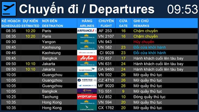 Sân bay Tân Sơn Nhất ngưng phát thanh thông tin chuyến bay