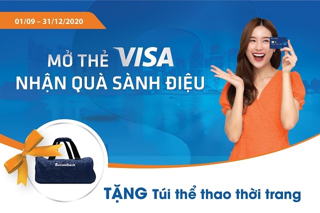 Mở thẻ tín dụng Sacombank Visa nhận ngay túi thể thao thời trang 