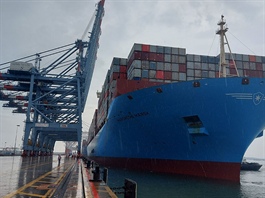 World largest container ship docks at Vietnam port