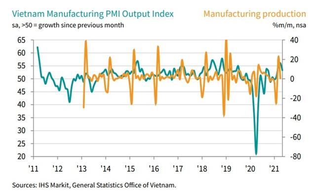 Vietnam's PMI down to 53.1 in May with output growth at three-month low
