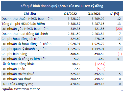 Lợi nhuận ròng BVH 'giậm chân tại chỗ' trong quý 1