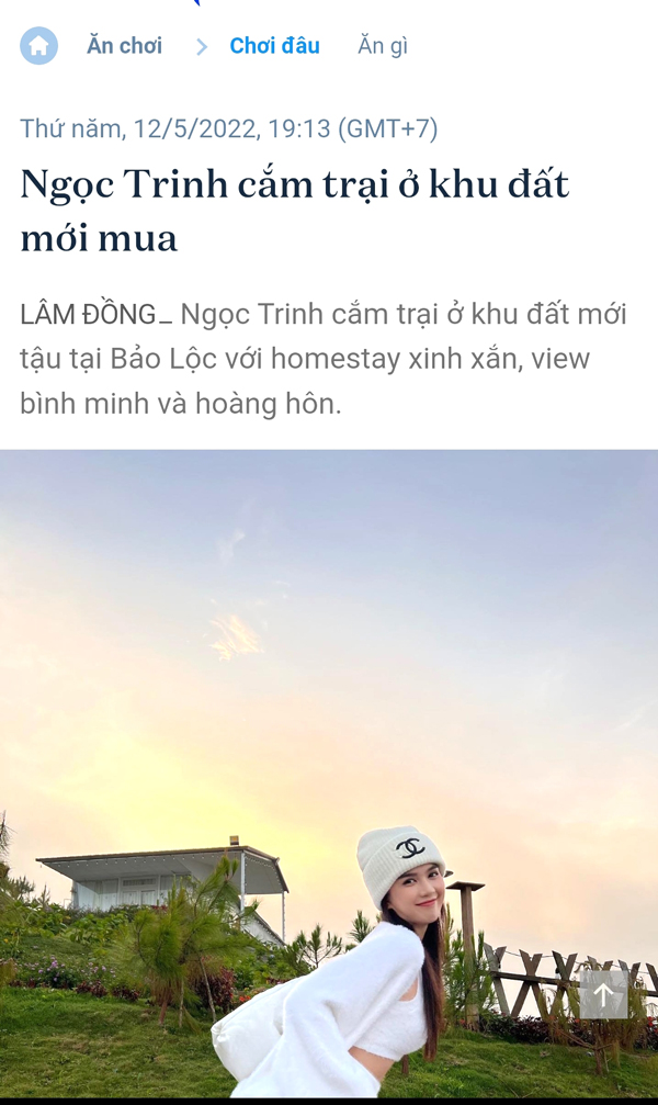 Thông tin Ngọc Trinh mua đất xây homestay ở Bảo Lộc là trò câu like