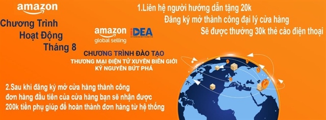 Tên và logo chương trình đào tạo của Cục TMĐT và Kinh tế, Amazon Global Selling được sử dụng để lừa đảo. ẢNH: Cục TMĐT và Kinh tế số