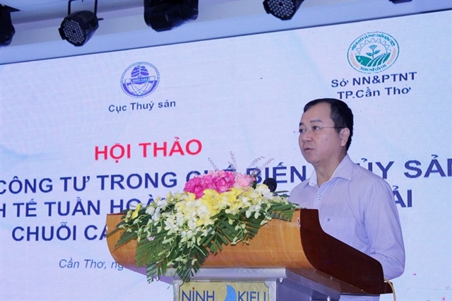 Ông Trần Đình Luân – Cục trưởng Cục Thủy sản phát biểu tại hội thảo. Ảnh: NHẪN NAM