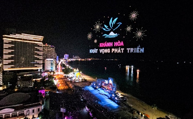 Màn trình diễn ánh sáng với 1.653 drone tại Festival Biển Nha Trang hồi tháng 6. Ảnh: C.Đ.