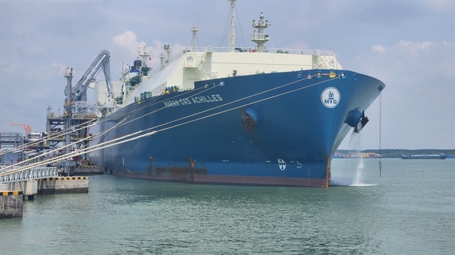 Tàu chở khí LNG cập kho cảng Thị Vải của Tổng công ty Khí Việt Nam PV GAS, Bà Rịa-Vũng Tàu tháng 7-2023. Ảnh: TK