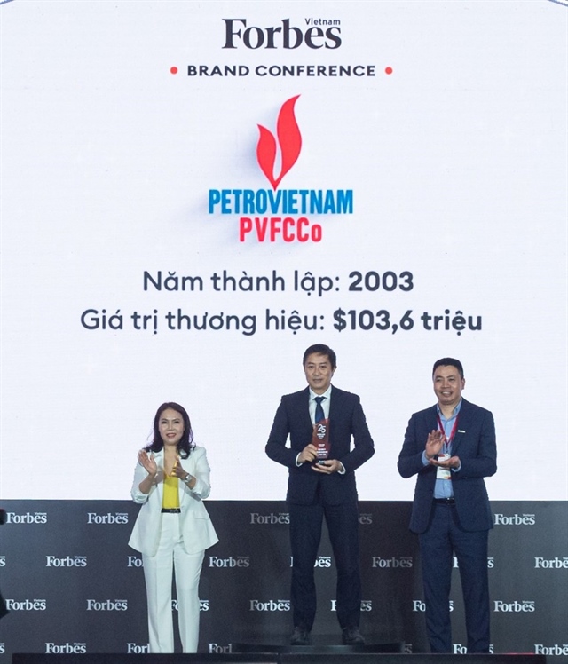 PVFCCo, Top 3 thương hiệu có giá trị nhất Việt Nam trong lĩnh vực hàng tiêu dùng cá nhân và công nghiệp.