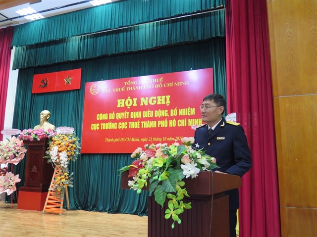 Ông Nguyễn Nam Bình, tân Cục trưởng Cục Thuế TP.HCM phát biểu nhận nhiệm vụ.