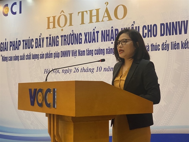 Bà Trần Thị Thanh Tâm - Giám đốc Trung tâm Hỗ trợ Doanh nghiệp nhỏ và vừa (Liên đoàn Thương mại và Công nghiệp Việt Nam). Ảnh: Minh Trúc