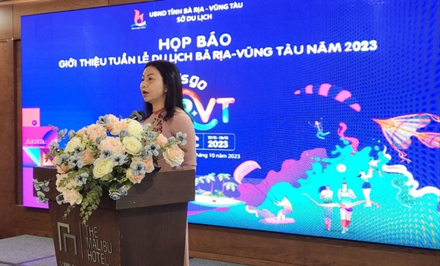 Bà Trần Thị Thu Hiền, Phó Giám đốc Sở Du lịch tỉnh Bà Rịa- Vũng Tàu, thông tin tại buổi họp báo. Ảnh: TK
