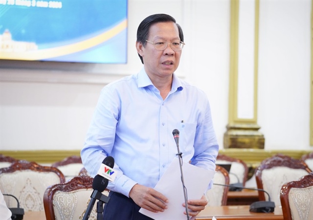 Chủ tịch UBND TP.HCM Phan Văn Mãi phát biểu tại buổi gặp mặt. Ảnh: THUẬN VĂN
