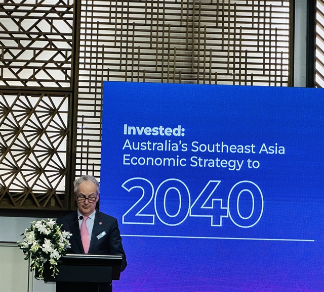 Australia’s Special Envoy for Southeast Asia Nicholas Moore introduces Australia’s Southeast Asia Economic Strategy to 2040 at an information session held in Ho Chi Minh City on June 25, 2024. Photo: Tieu Bac / Tuoi Tre News