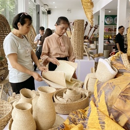 Woven bamboo and rattan products showcased at Hanoi craft fair