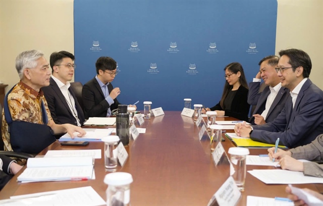 Vietnamese Deputy Minister of Foreign Affairs Do Hung Viet (L) meets with Singapore Foreign Minister Vivian Balakrishnan. Photo: Ministry of Foreign Affairs