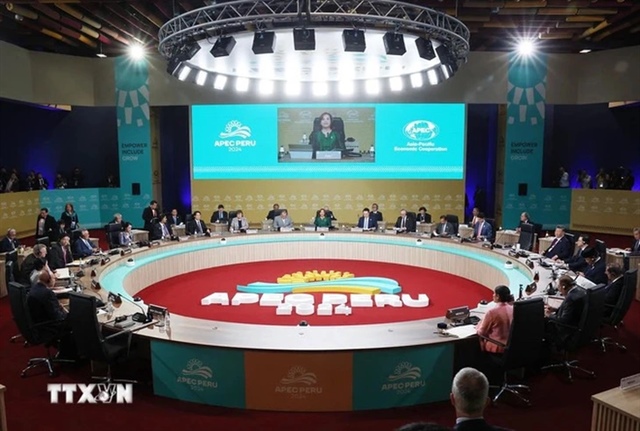 Vietnamese State President Luong Cuong (front row) is seen at the 31st APEC Economic Leaders’ Meeting in Lima, Peru, November 16, 2024. Photo: Vietnam News Agency