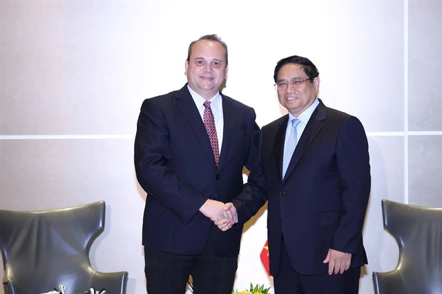 Vietnamese Prime Minister Pham Minh Chinh (L, 3rd) attends the MoU signing ceremony between Vietnam’s state-run chemical giant Vinachem and Oceanside One Trading in Brazil, on November 17, 2024. Photo: H.H