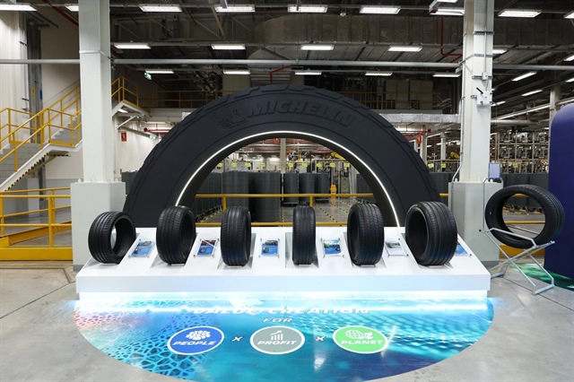 Michelin's tires currently contain 30 percent of biomaterials. The firm commits to producing tires containing 40 percent of sustainable materials by 2030 and 100 percent by 2050. Photo: Michelin