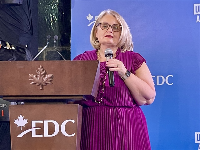 Mairead Lavery, President and Chief Executive Officer of EDC gives her remarks at the ceremony to launch EDC’s representative office in Ho Chi Minh City on November 28, 2024. Photo: Dong Nguyen / Tuoi Tre News