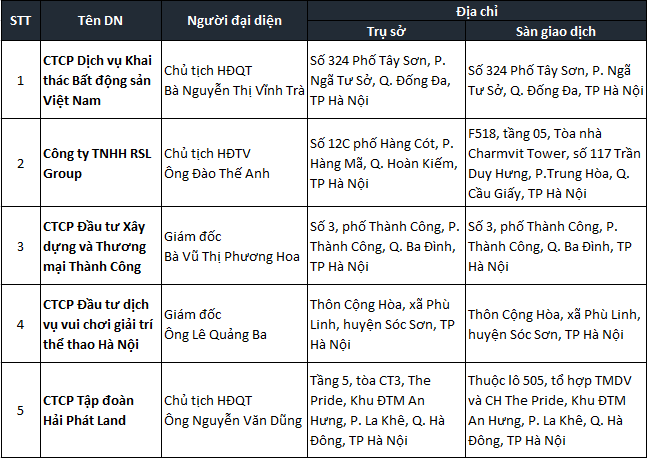 Hà Nội: 5 doanh nghiệp đăng ký dịch vụ môi giới bất động sản