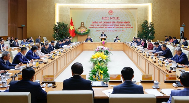 Vietnamese officials meet the leaders of enterprises on February 10, 2025. Photo: Doan Bac