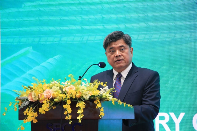 Deputy Minister of Agriculture and Environment Tran Thanh Nam delivers his remarks at the opening ceremony of the Hortex Vietnam 2025 at the Saigon Exhibition and Convention Center on March 12, 2025 in Ho Chi Minh City. Photo: Dong Nguyen / Tuoi Tre News