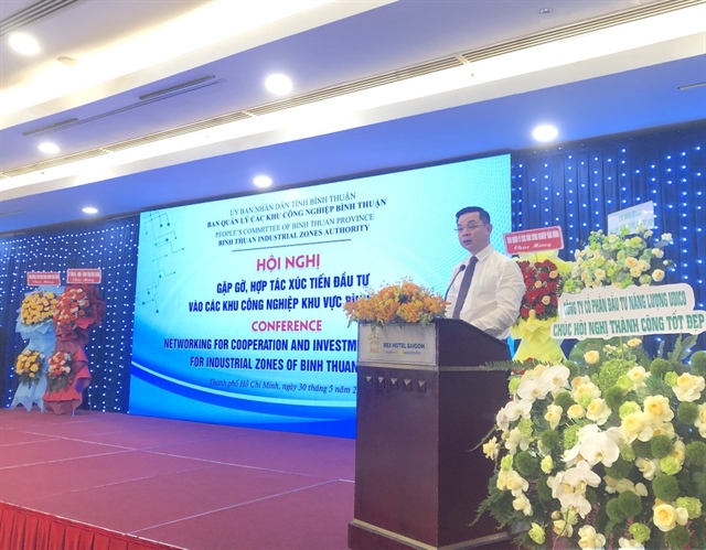 Ông Đỗ Hữu Huy, Chủ tịch UBND tỉnh Bình Thuận phát biểu tại Hội nghị ngày 30-5. Ảnh: QH