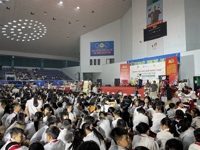 Hundreds of teachers and students at Tan Dinh Primary School enjoyed the Festival of Innovation and Intellectual Property (IP). Photo: Bich Thuy