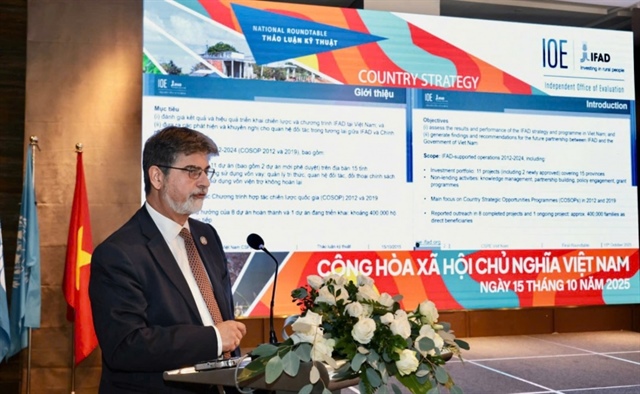 Mr. Paolo Silveri shared key evaluation findings and called for concrete actions to increase impact and strengthen climate resilience. Photo: IFAD
