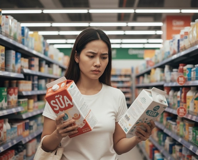 Người tiêu dùng phân vân chọn sữa. Ảnh minh họa