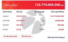 Vietlott tìm được vé số trúng độc đắc của sản phẩm Mega 6/45 gần 134 tỷ đồng