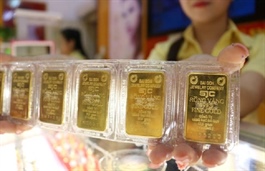 Giá vàng trong nước giảm mạnh, tỷ giá USD tại các ngân hàng thương mại tăng 12 đồng