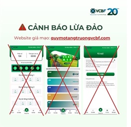 Cảnh báo giả mạo thương hiệu VCBF