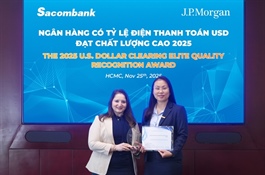 Sacombank wins J.P. Morgan award for excellence in USD payment processing