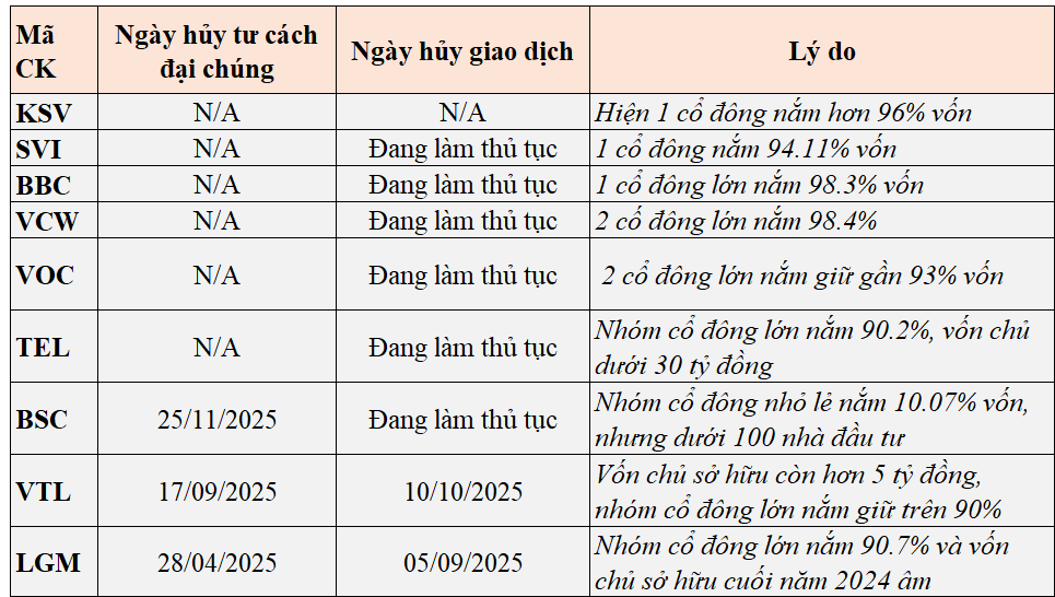 Companies Failing Shareholder Structure Criteria