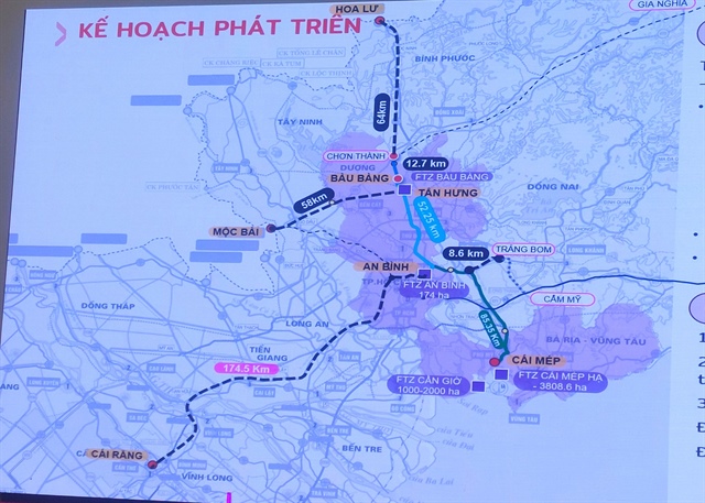 Sơ đồ hướng tuyến đường sắt Chơn Thành - Bàu Bàng - An Bình - Cái Mép