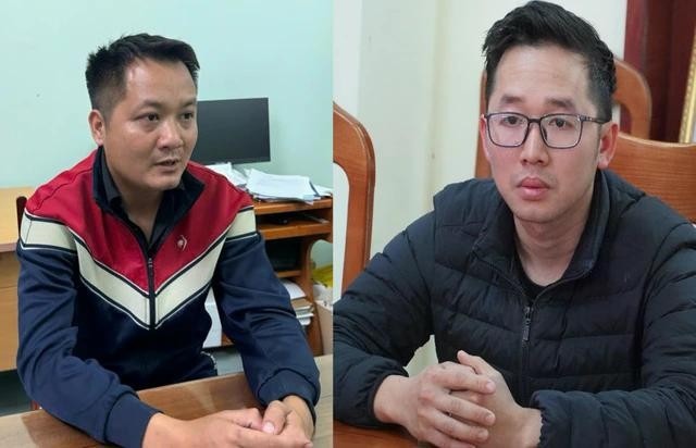 Đối tượng Chung và Minh tại cơ quan Công an.