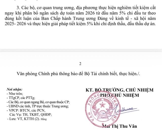 Văn bản của Văn phòng Chính phủ ngày 13/10/2025