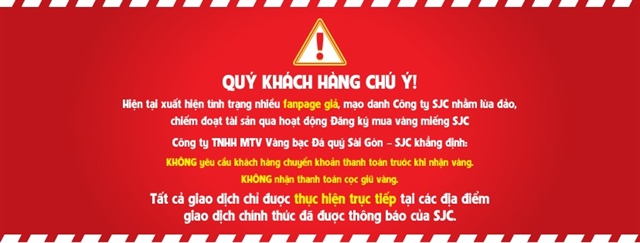 SJC cảnh báo về tình trạng xuất hiện nhiều Fanpage giả mạo lợi dụng hoạt động đăng ký mua vàng miếng trực tuyến để lừa đảo chiếm đoạt tài sản. Ảnh: Fanpage chính thức của Công ty SJC.