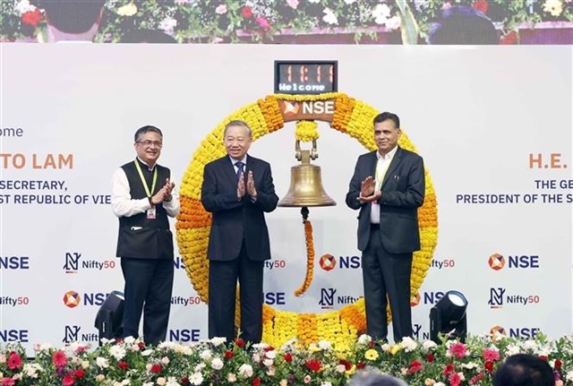 Top leader rings opening bell at India’s National Stock Exchange