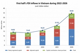 Vietnam's realised FDI reaches five-year high in first half