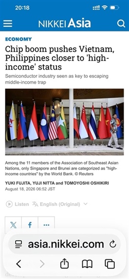 Chip boom pushes Việt Nam closer to “high-income” status: Nikkei Asia
